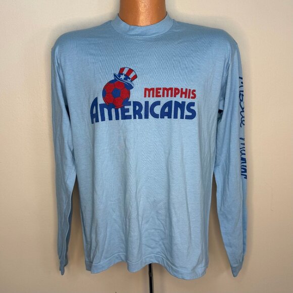 Vintage 1980s Memphis Americans Long Sleeve T-Shirt, Screen Stars Size L, Soccer - Picture 1 of 4